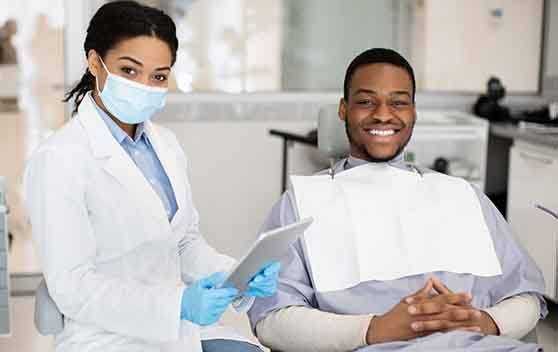 Male patient visiting his dentist